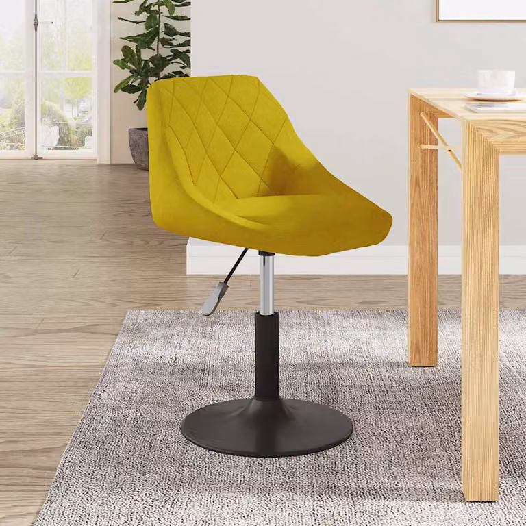 Sedia da Pranzo Girevole vidaXL in Velluto Giallo con Design Moderno e Struttura in Metallo