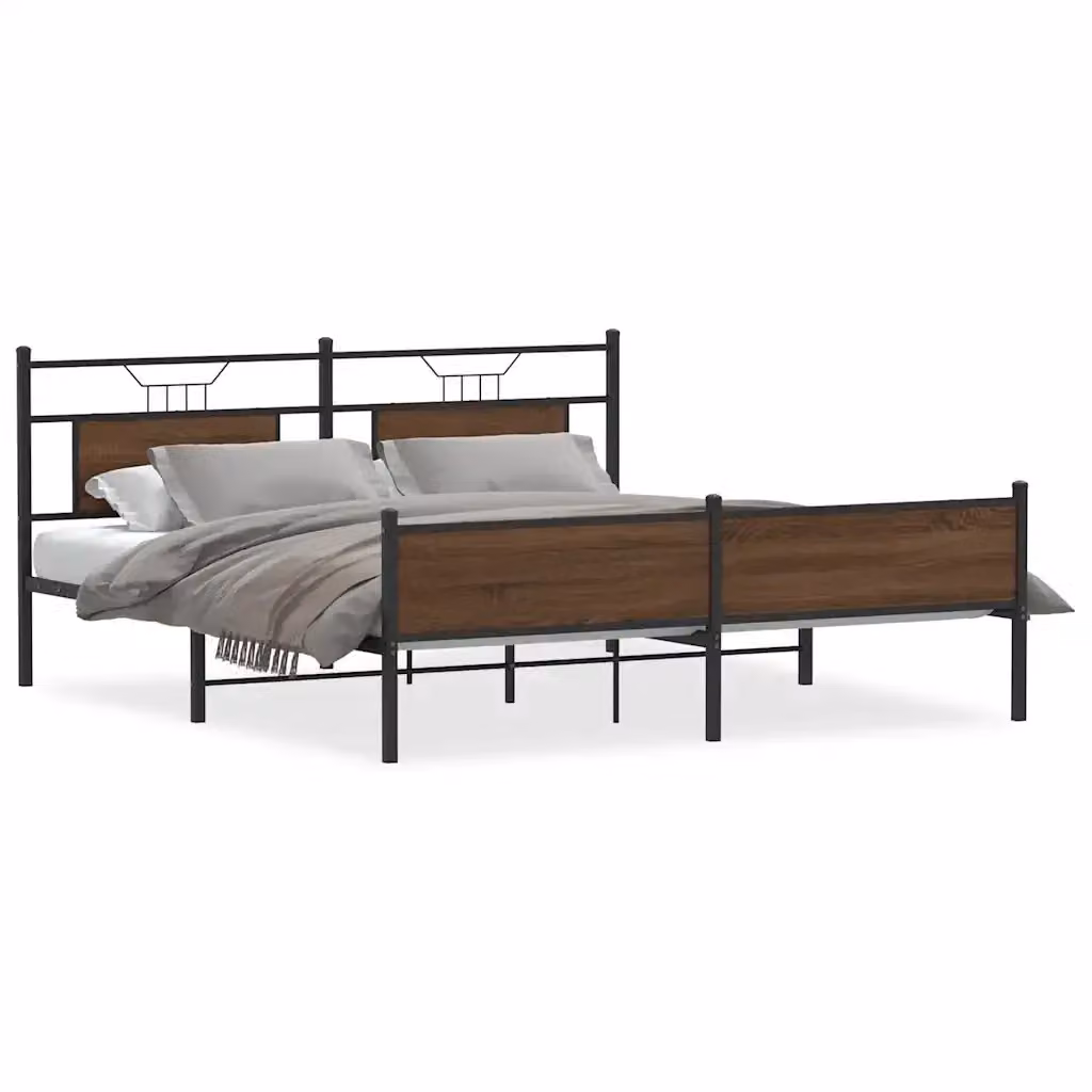 Giroletto vidaXL in metallo e MDF color rovere marrone L/P: 180 x 200 cm – 2