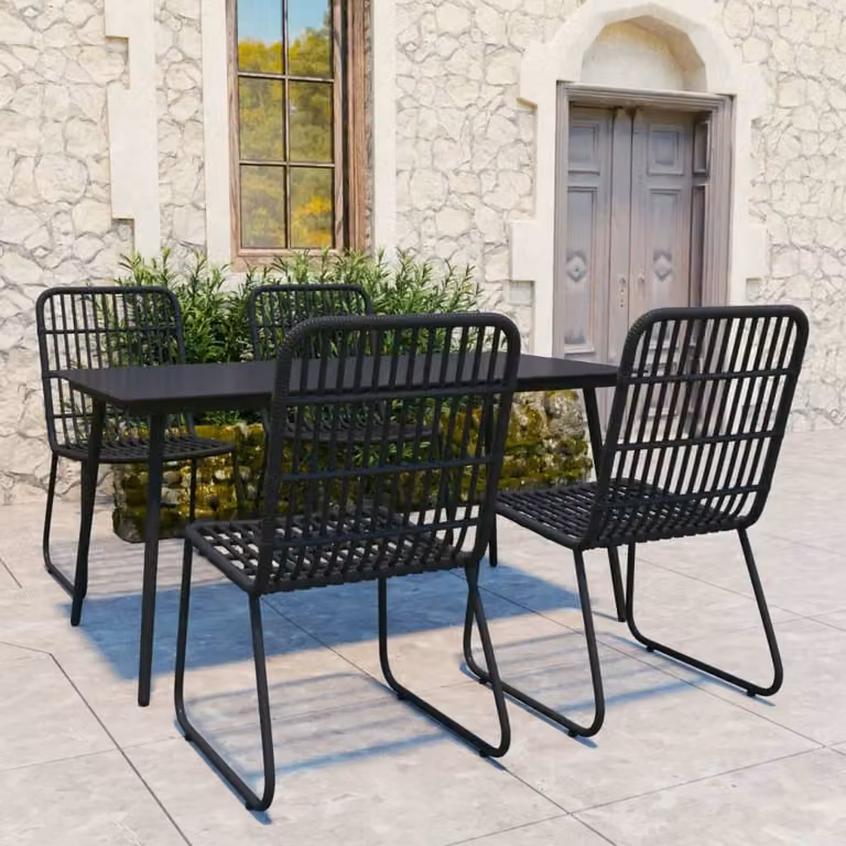 Maison Exclusive - Set da pranzo da giardino a 5 pezzi in rattan sintetico e vetro