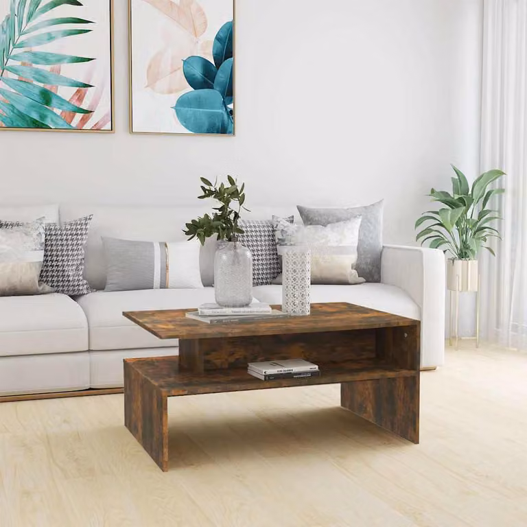 vidaXL Tavolino da Salotto Moderno in Legno Rovere Fumo, L 90 x P 60 x H 42,5 cm