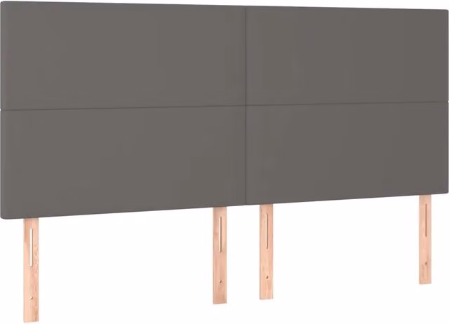 Testata per letto in similpelle grigia con struttura in legno di larice, L: 180 cm, P: 5 cm, H: 118-128 cm – 1