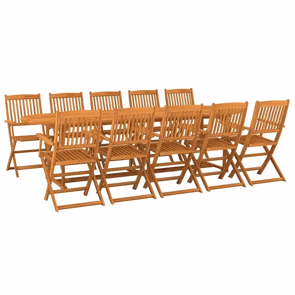 Set da pranzo da giardino vidaXL in legno di acacia massello marrone, 11 pezzi, L: 280 cm, P: 90 cm, H: 75 cm – 2