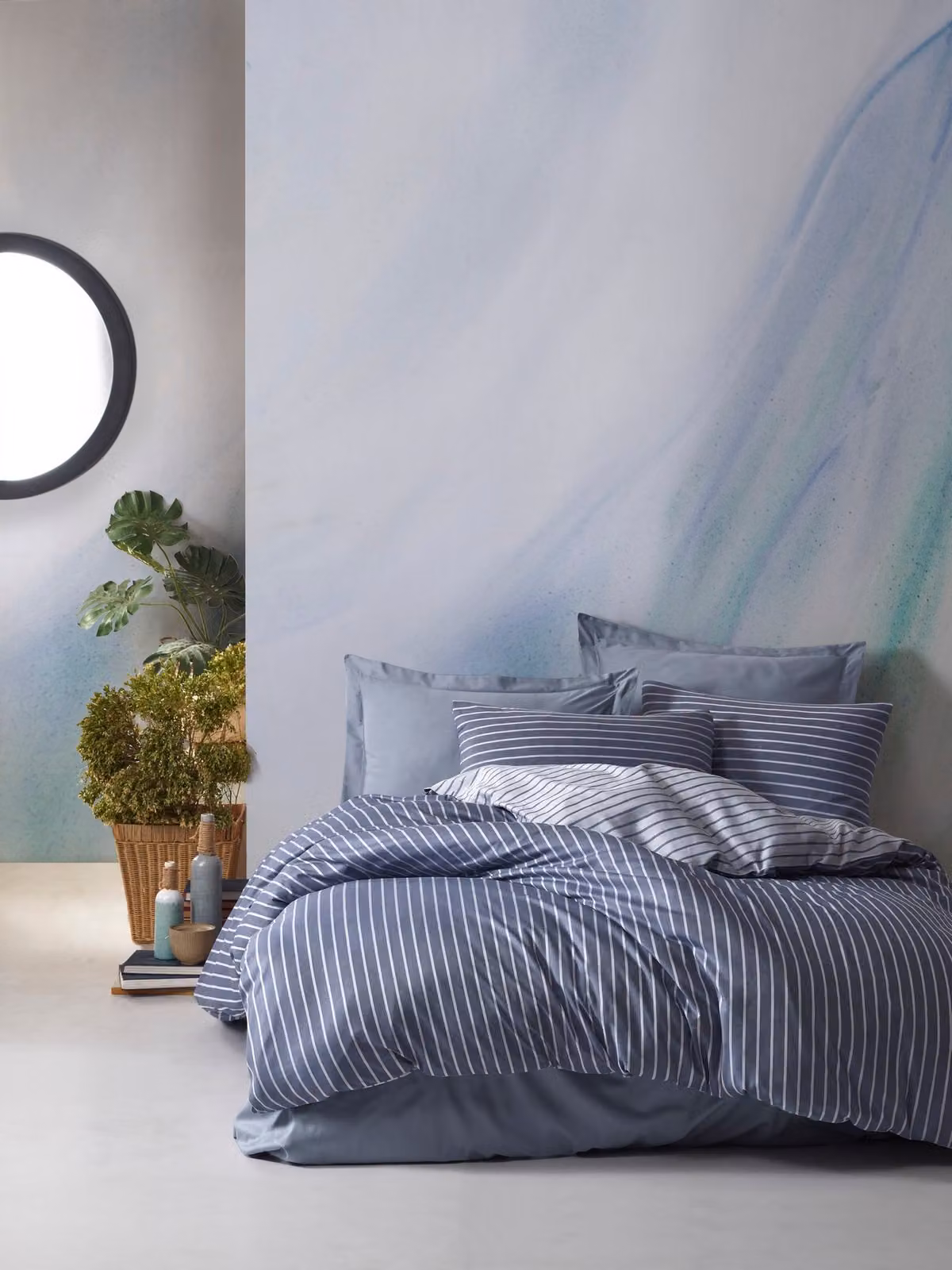 L'Essentiel Linge de Maison, Bamboo- CTN3642, blu, copripiumini, 60% raso di cotone / 40% bambù