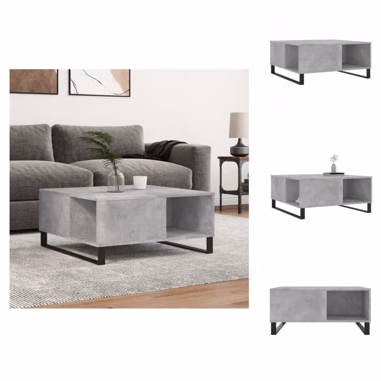 vidaXL Tavolino da caffè grigio cemento 80x80x36,5 cm materiale a base di legno - Tavolini da caffè