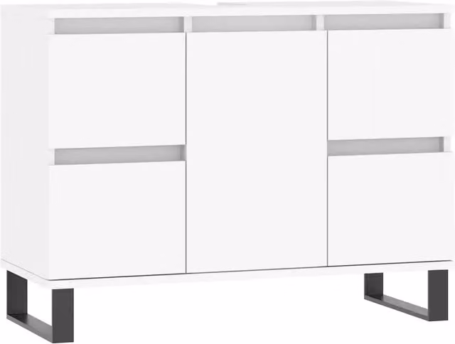 Mobile da Bagno Sospeso Design Industrial Bianco con Ante e Cassetti L: 80 cm, P: 33 cm, H: 60 cm