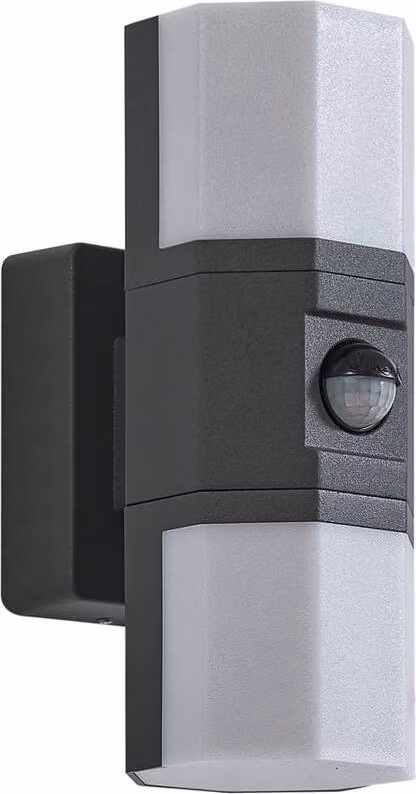 Lindby Lampada da parete per esterni a LED Alaric, alluminio, antracite, sensore