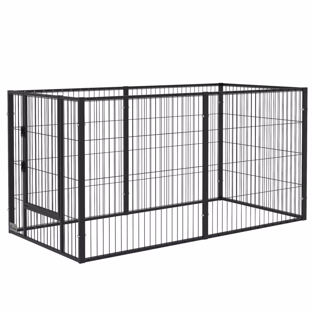 Recinto per cani Minimal a 6 pannelli regolabile in metallo nero L: 82.5-150 cm, P: 79 cm, H: 81 cm – 2