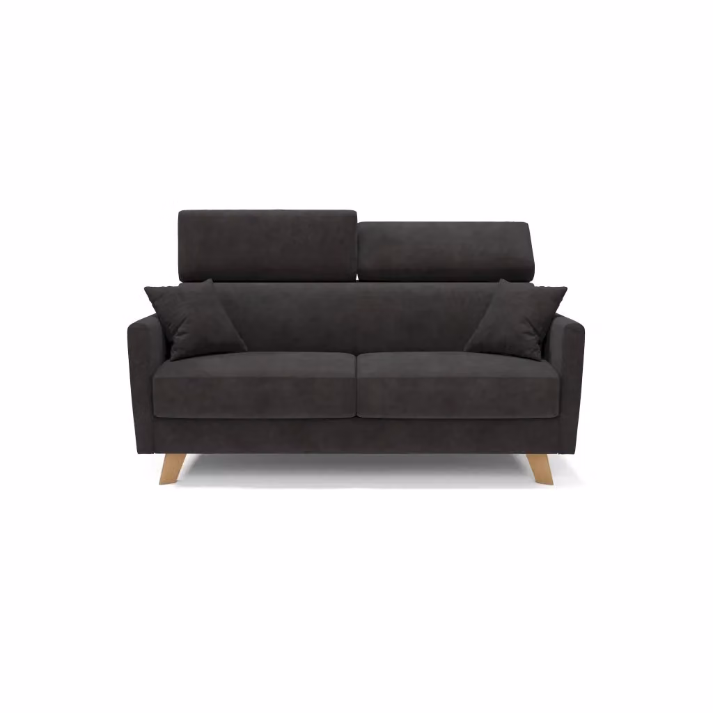 Divano letto matrimoniale Francy Divani.Store in tessuto nero con poggiatesta regolabili, L: 180 cm, Materasso: 140 x 197 cm – 2