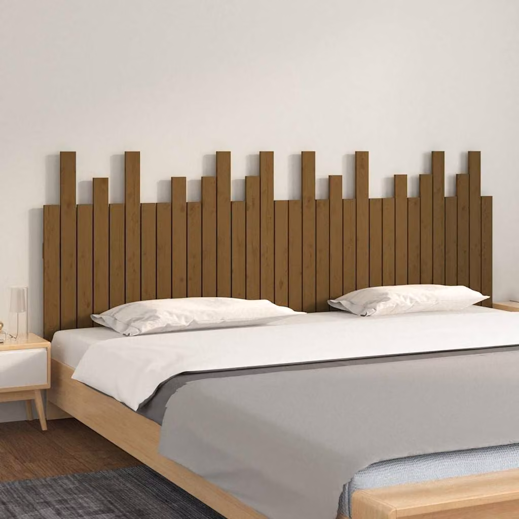 Testiera da parete vidaXL in legno massello di pino, colore marrone, L: 204 cm, P: 3 cm, H: 80 cm