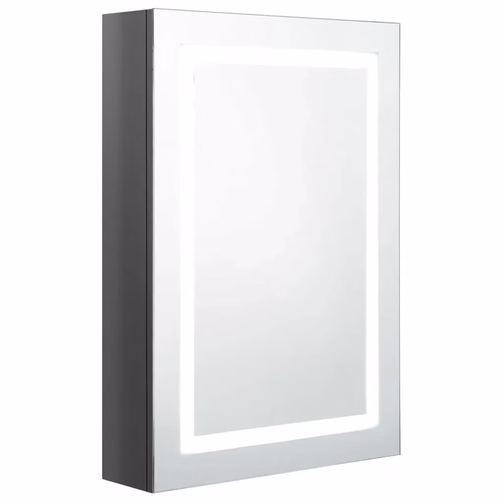 Armadietto da bagno Design Mania con specchio e illuminazione LED, Grigio Lucido, L: 50 cm, P: 13 cm, H: 70 cm – 2
