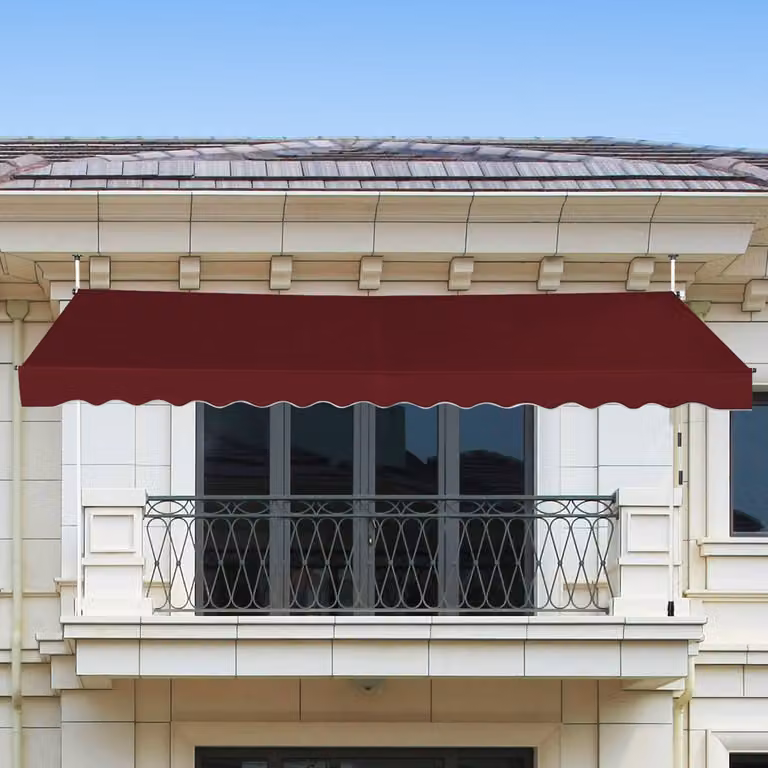 Tenda da sole retrattile e telescopica Costway in alluminio e poliestere, resistente ai raggi UV e impermeabile, colore Rosso, L: 395 cm, P: 120 cm