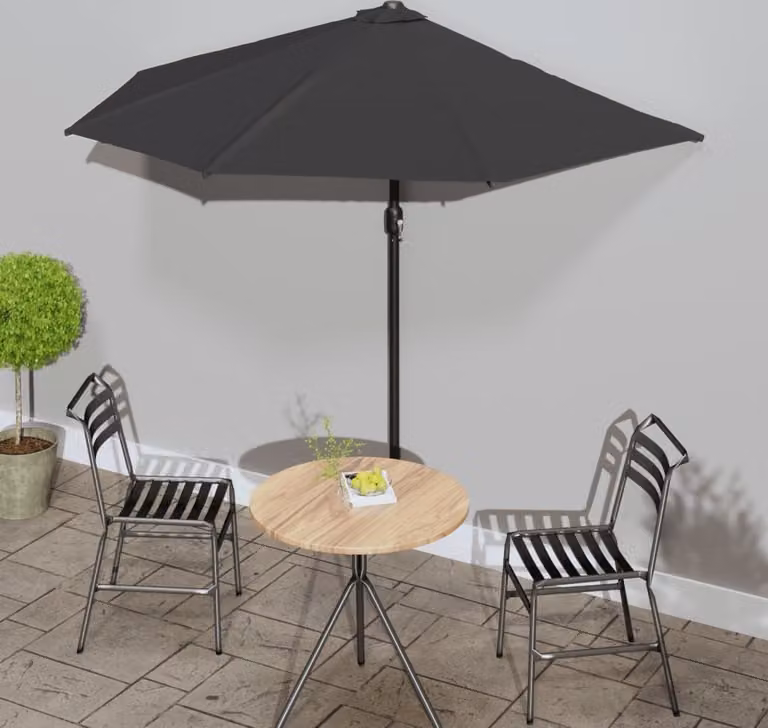 Maison Exclusive - Ombrellone da balcone con palo in alluminio, nero, 270x144x222 cm, a forma semicircolare