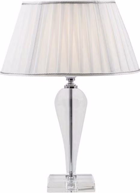Lampada da Tavolo Cristelle Rossini Illuminazione in Vetro e Tessuto Bianco con Attacco E14 IP20 Design Classico