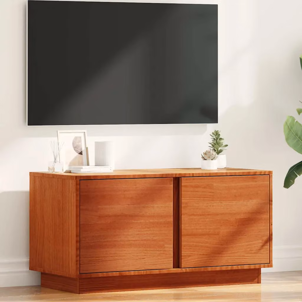 Mobile TV vidaXL in pino massello marrone cerato L 80 cm x P 35 cm x H 40,5 cm