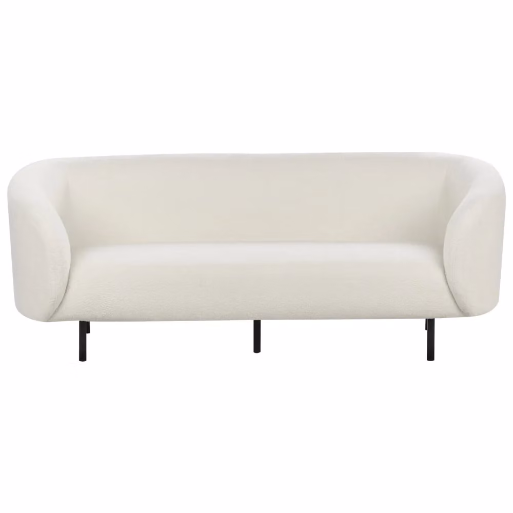Divano 3 posti BELIANI in tessuto bouclé bianco e nero con gambe in metallo nero stile glamour per il tuo soggiorno L: 200 cm, P: 79 cm, H: 70 cm – 2