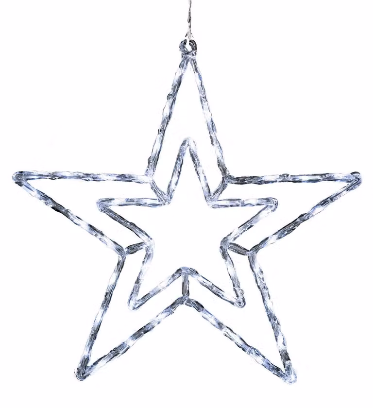 Stella decorativa in acrilico con luci LED, 48 diodi bianchi freddi, 8 funzioni, dimensioni 58x58 cm