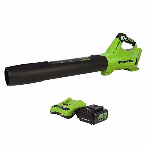 Greenworks BL24L410 - Soffiatore assiale senza spazzola da 24 V (110 MPH / 450 CFM), batteria USB 4 Ah e caricabatterie inclusi