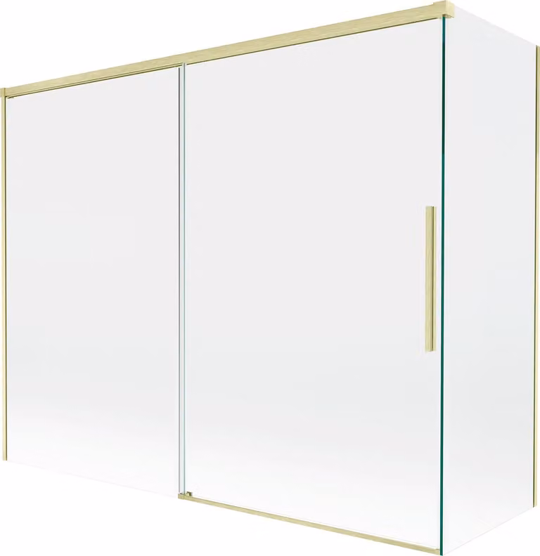 Mexen Rox paratia per vasca da bagno a 2 ante scorrevoli 190 + 90 x 150 cm, trasparente, oro spazzolato - 8C9-190-090-55-00