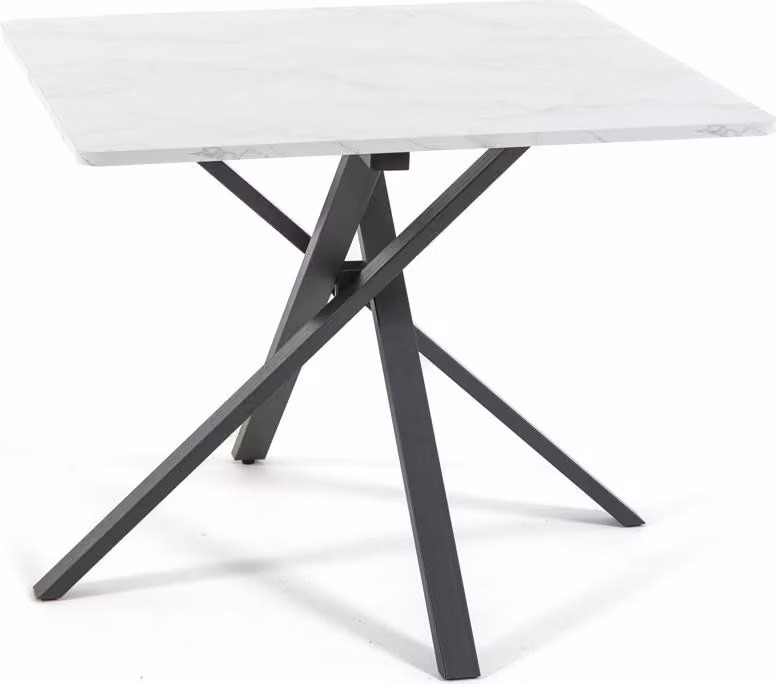 Tavolo quadrato 90×90 cm con base a croce - design moderno, robusto e versatile, ideale per cucine,da pranzo, uffici, bar e ristoranti - CARLO - Marmo bianco
