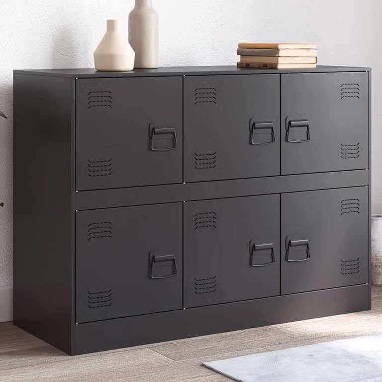Credenza vidaXL in metallo nera stile industriale L: 99 cm, P: 39 cm, H: 73 cm