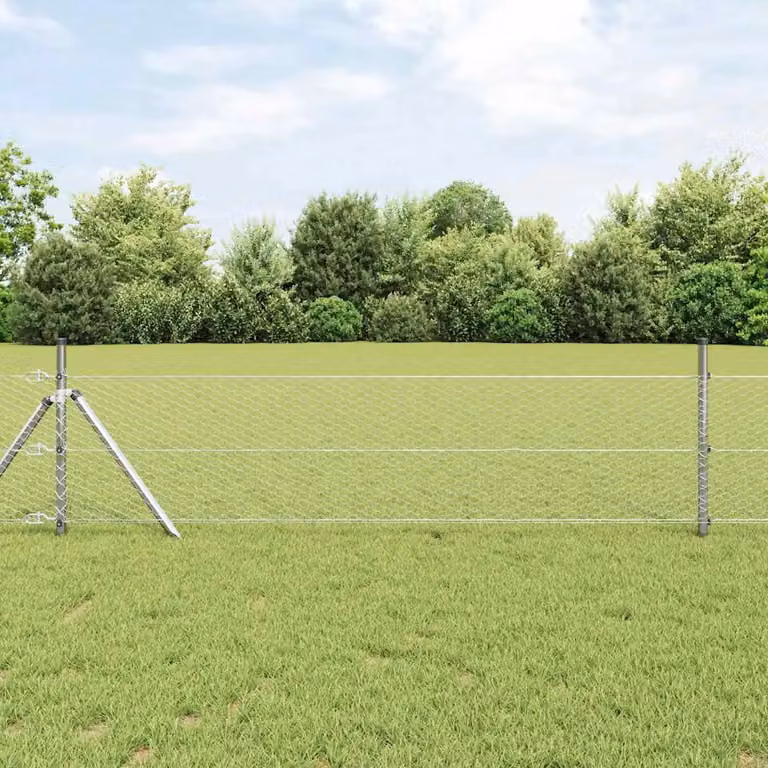 vidaXL Supporto per recinzione a terra in acciaio zincato argento 10 x 0,4 m