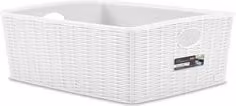 Cestino in plastica Stefanplast Elegance Bianco con maniglie L: 36 cm, P: 29 cm, H: 13 cm