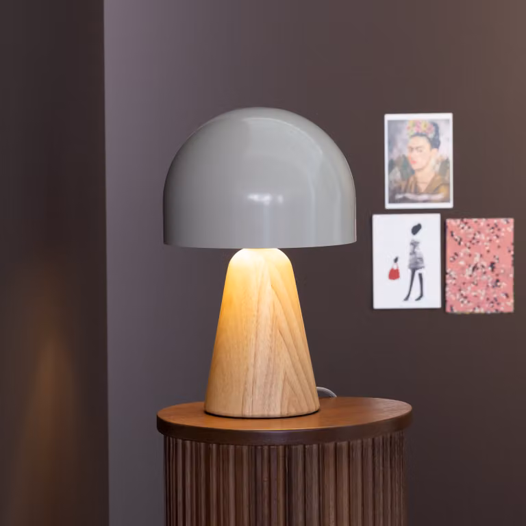 BRILLANTE Lampada da tavolo Nalam 20cm legno chiaro/grigio