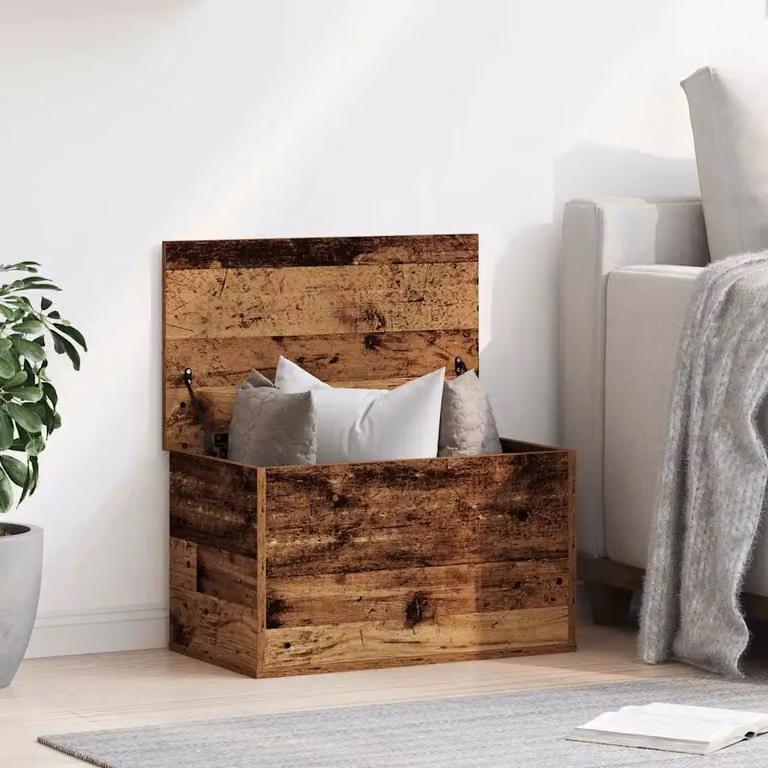 Scatola di stoccaggio in legno effetto legno vecchio vidaXL, marrone, L 60 x P 35 x H 35 cm