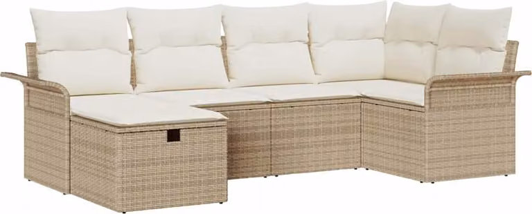 Set Divano da Giardino con cuscino 6 pcs Poly Rattan