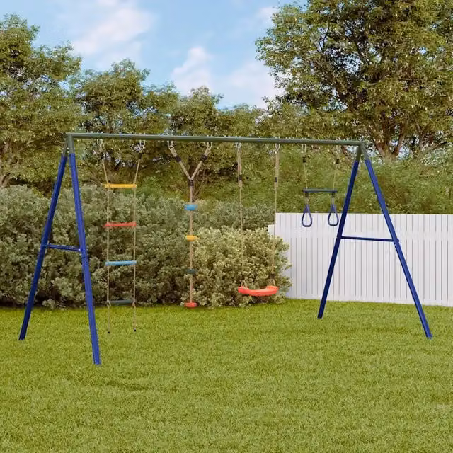 Set Gioco da Esterno con Altalena e Trapezio vidaXL Multicolore H: 185 cm, L: 341 cm, P: 185 cm