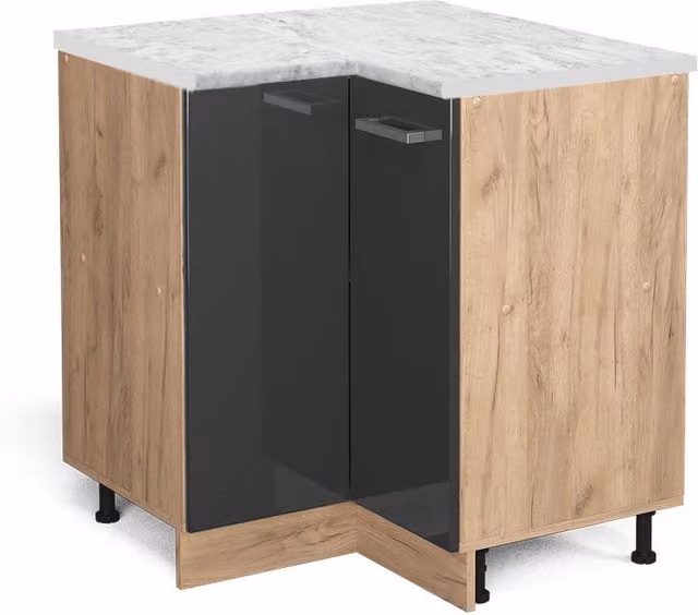 Mobile ad angolo cucina R-Line Antracite lucido/Rovere dorato 75.6 cm PL Marmo Vicco