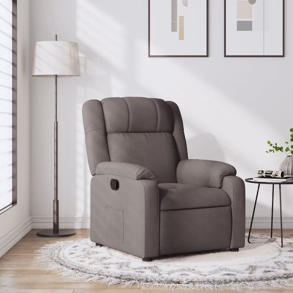 vidaXL Poltrona Reclinabile Relax in Tessuto con Braccioli, Colore Beige/Grigio
