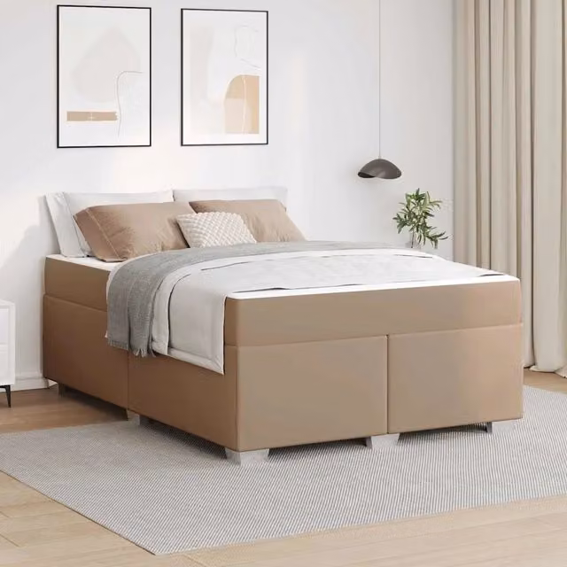 Struttura del letto moderna vidaXL in ecopelle beige e marrone L: 160 cm, P: 200 cm, H: 66 cm – 1
