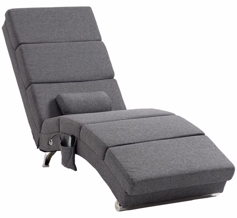 Poltrona massaggiante Poltrona relax Poltrona reclinabile 8 punti di vibrazione, 5 modalità, 8 punti di vibrazione, 56 x 168 x 84 cm, grigio
