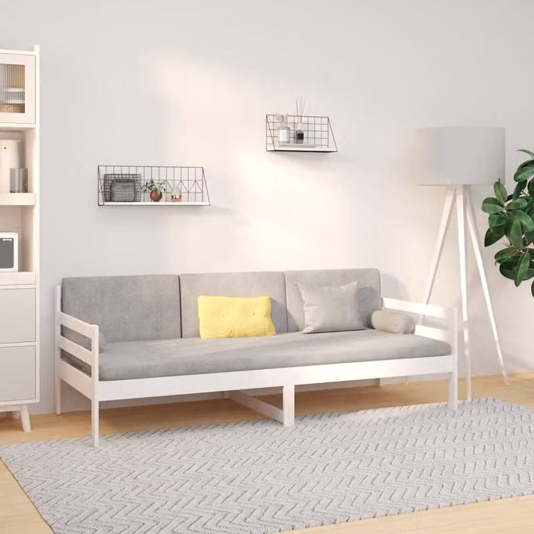 vidaXL Dormeuse in legno di pino massello bianca con doghe fisse L/P/H: 190 x 90 x 69,5 cm