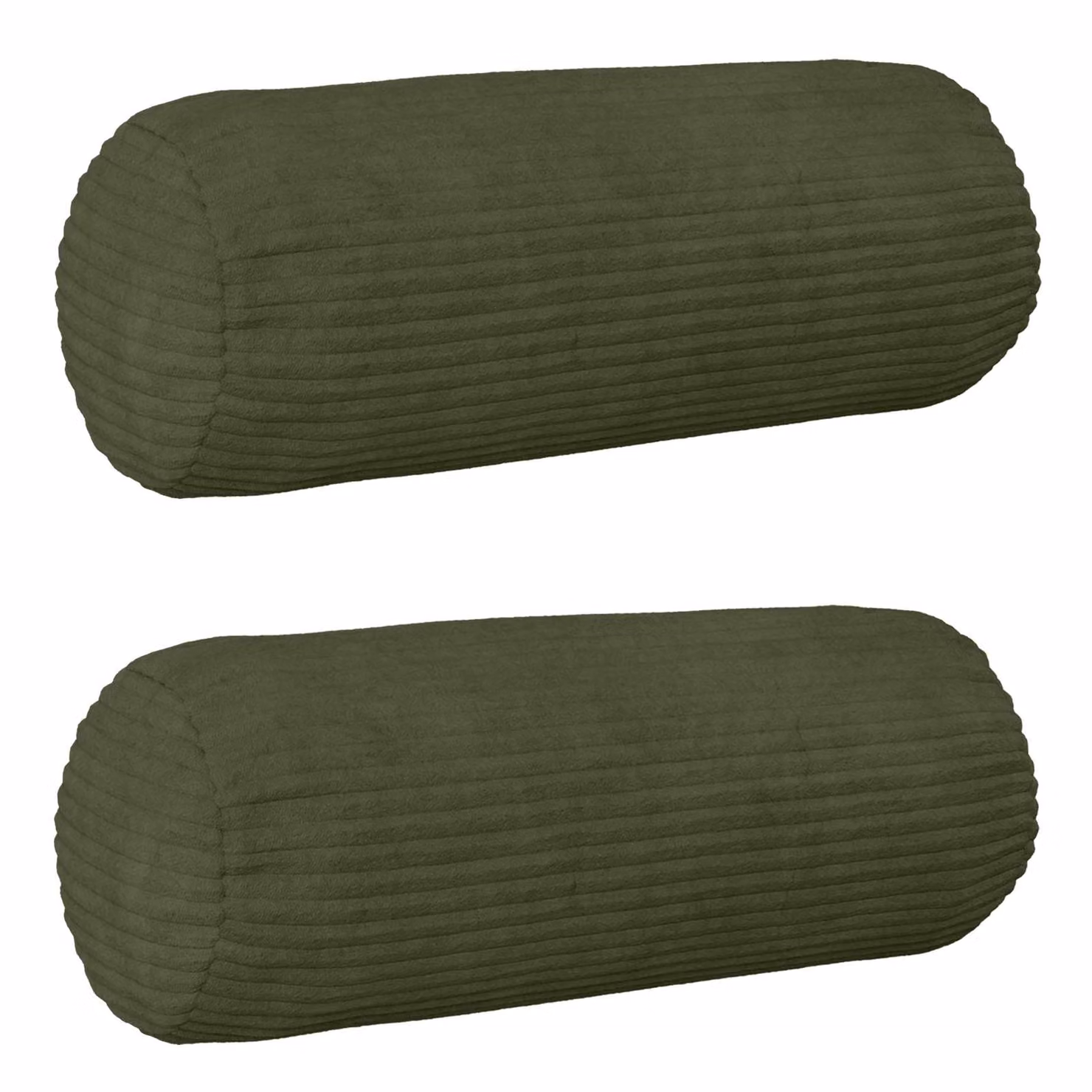 Set di 2 federe vidaXL HEERLEN in velluto a coste verdi, forma ovale, Ø 15 x 40 cm
