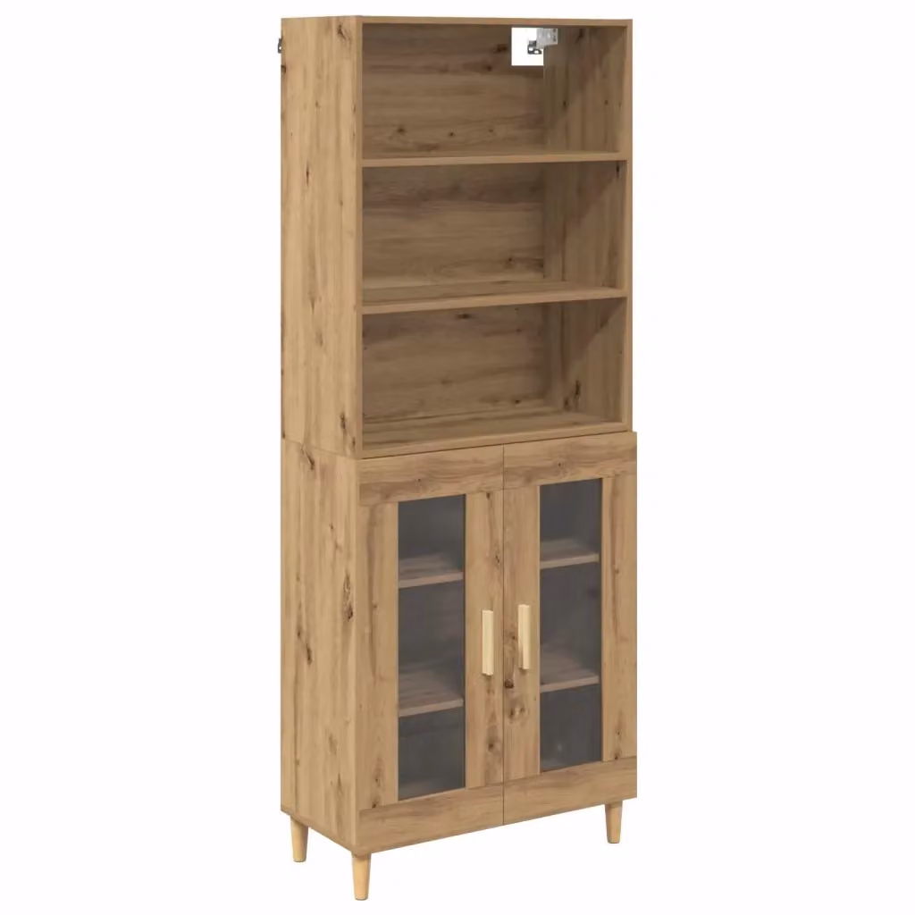 Credenza moderna vidaXL in rovere marrone con ante in vetro per soggiorno e sala da pranzo L: 69,5 cm, P: 32,5 cm, H: 180 cm – 2