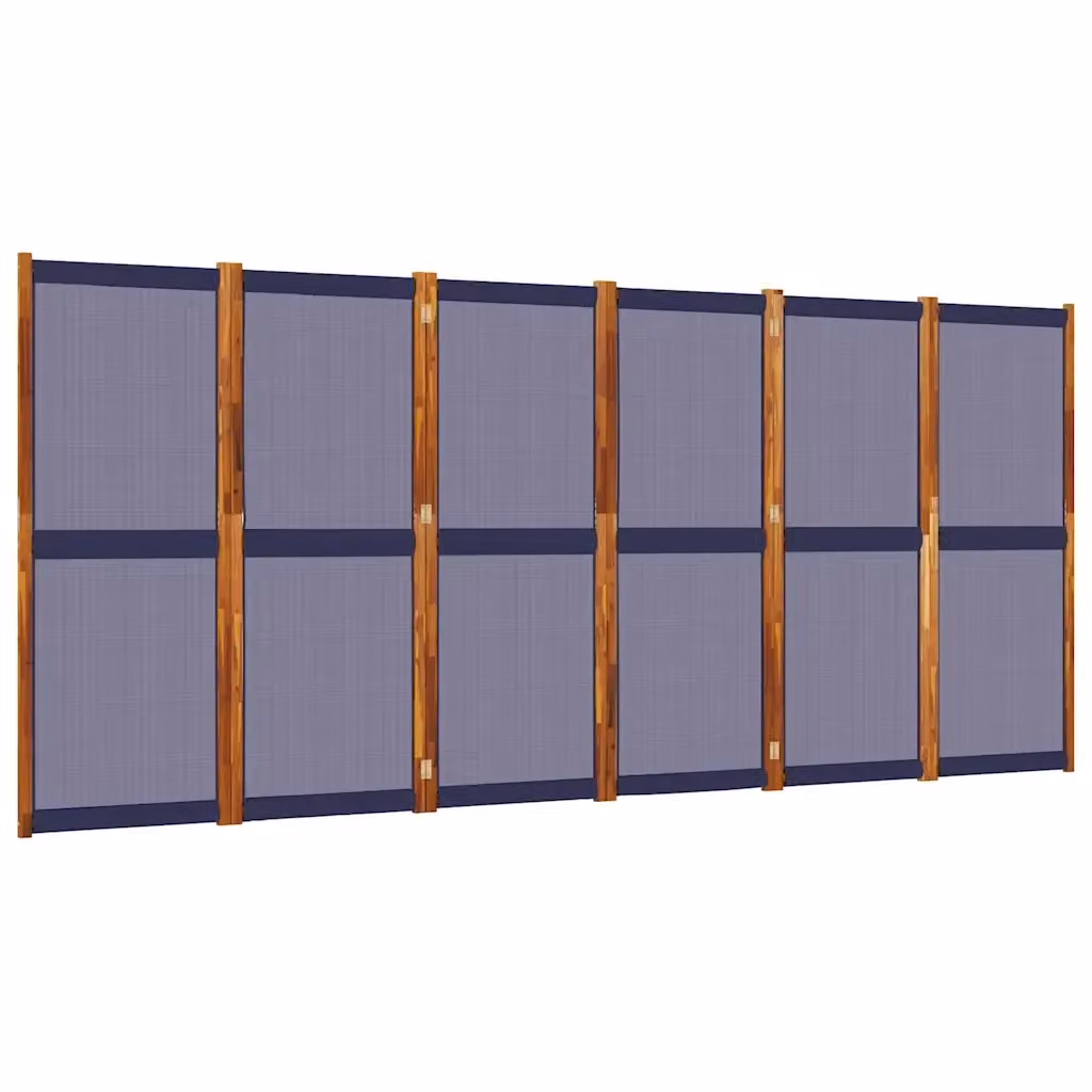Divisorio con 6 Pannelli in Legno di Acacia e Textilene Blu Scuro vidaXL L: 420 cm, H: 180 cm – 2