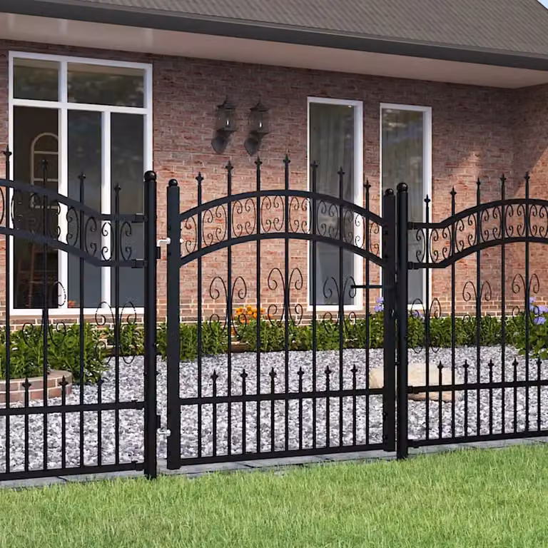 Cancello per recinzione vidaXL KAMPEN con punta a lancia in acciaio, Nero, L: 103 cm, H: 100 cm