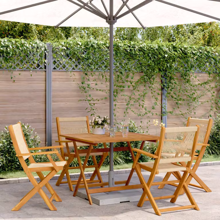 Set da pranzo da giardino vidaXL 5 pezzi in legno di acacia oliato e polipropilene beige