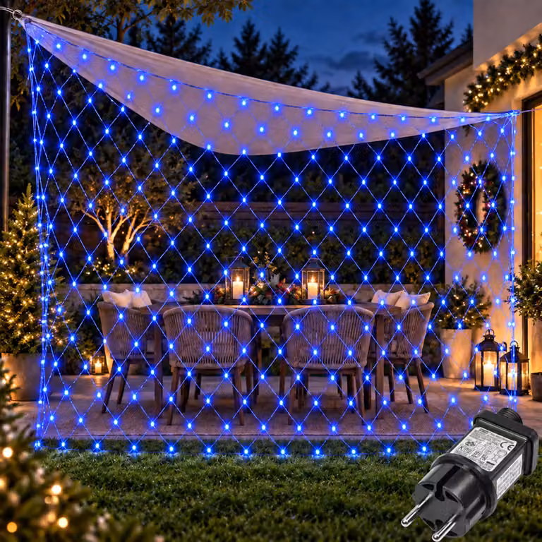 3X2m 200 LED fata luci blu tenda luce 8 modalità di luce festa indoor decorazione luci di Natale