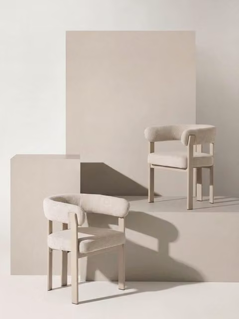 Velune set di 2 sedie imbottite beige con gamba naturale - Kenay Home