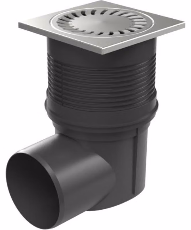 Canale di ingresso laterale D 110 mm, sportello a secco, griglia in acciaio inox, nero, ENPRO