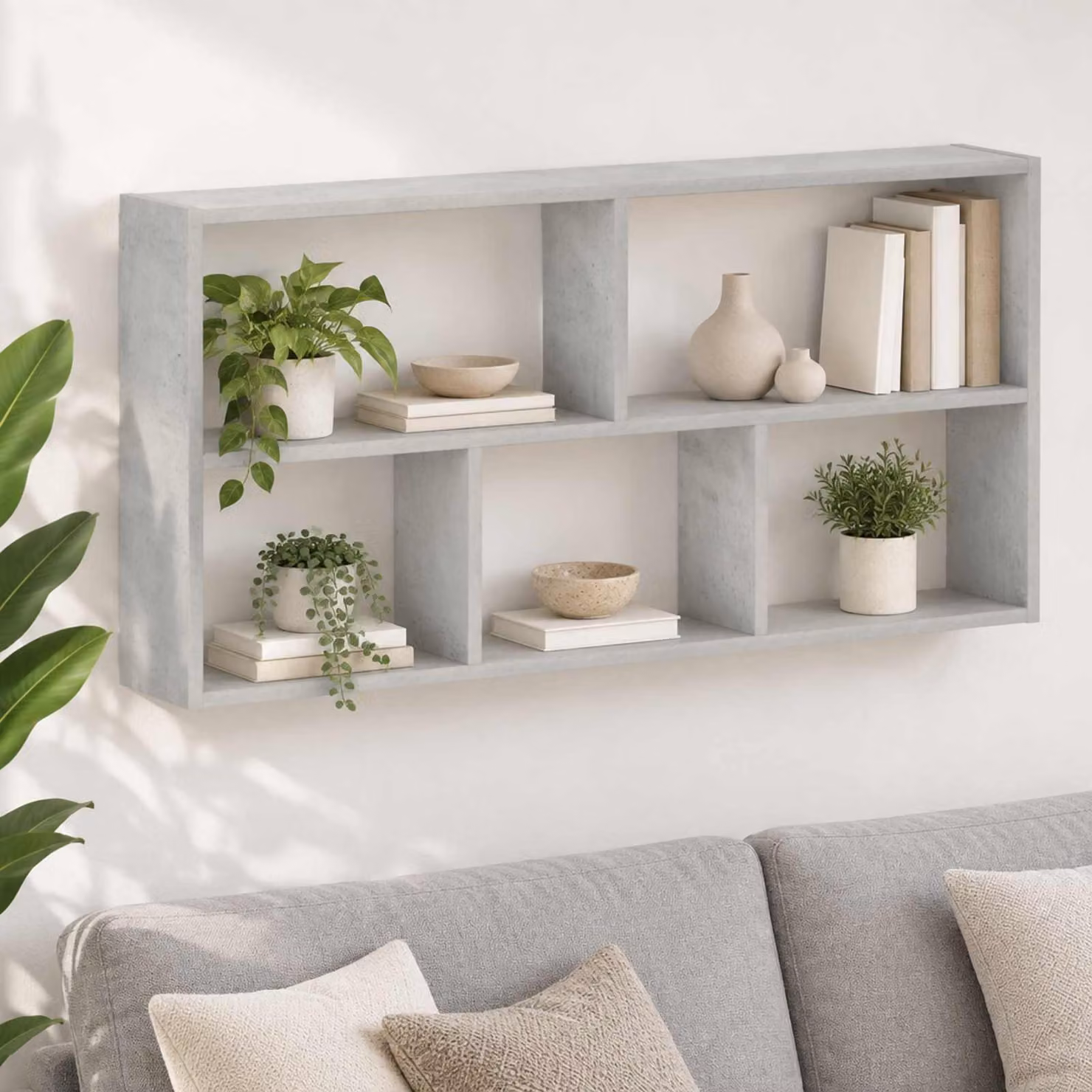 Scaffale da parete moderno vidaXL in legno e MDF Grigio, L 102 x P 50 x H 17 cm