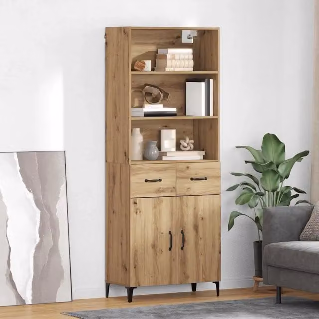 Credenza moderna vidaXL in legno e metallo marrone L: 69,5 cm, P: 34 cm, H: 180 cm