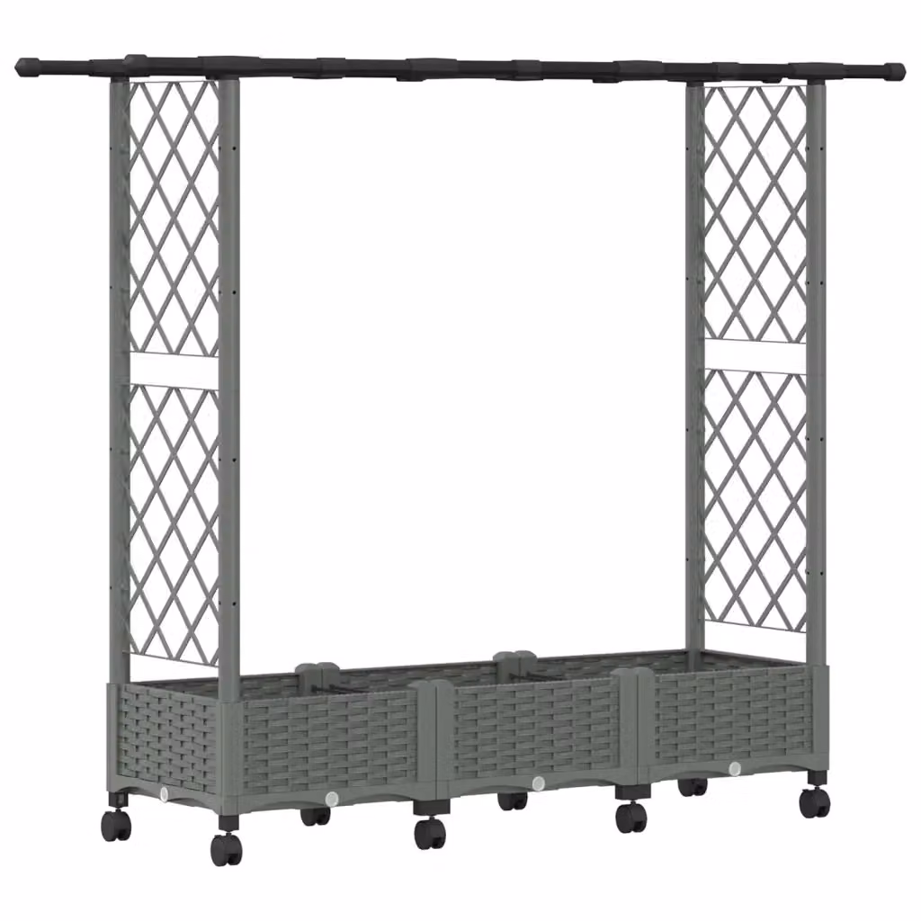 Letto rialzato con griglia e tetto vidaXL, colore grigio, L: 164 cm, P: 127 cm, H: 40 cm – 2