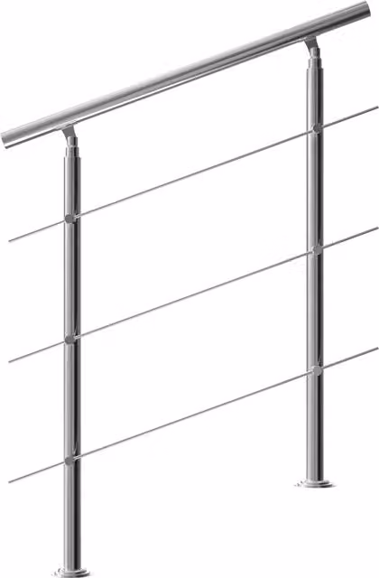 Corrimano per scale Monzana in acciaio inossidabile spazzolato color argento, modello a terra con profilo tondo, L: 100 cm