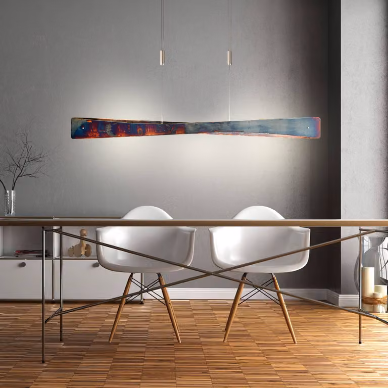 Lampada a sospensione Quitani LED Lian, oro ossidato Lian Quitani, dimmerabile, Marrone / Ruggine, Soggiorno / Sala da pranzo, Alluminio, Design