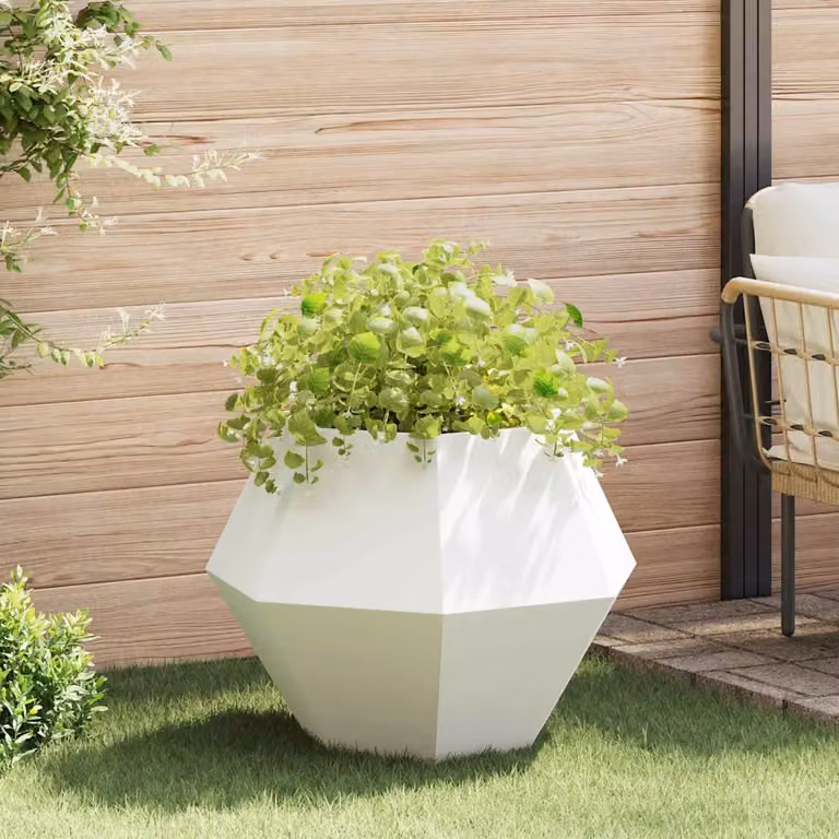 Fioriera vidaXL in acciaio bianco per giardino ornamentale o erbe aromatiche L/P/H: 75 x 75 x 60 cm