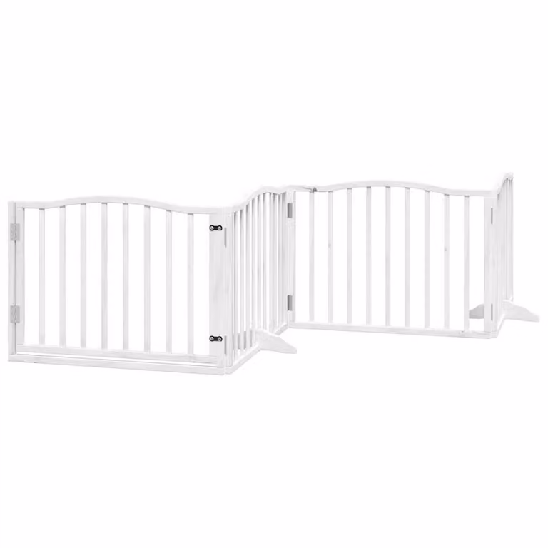 Cancello Cani Porta Pieghevole Bianco 4 Pannelli 320 cm Pioppo